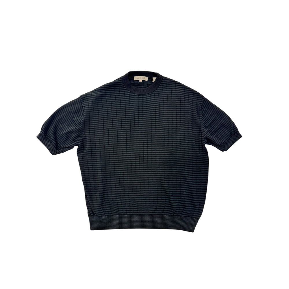 Pronto Uomo Black Knit Striped T-Shirt Men’s XL Elevated Basics Quiet Luxury 90s